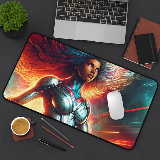 Desk Mat - Futuristic Superhero Digital Painting