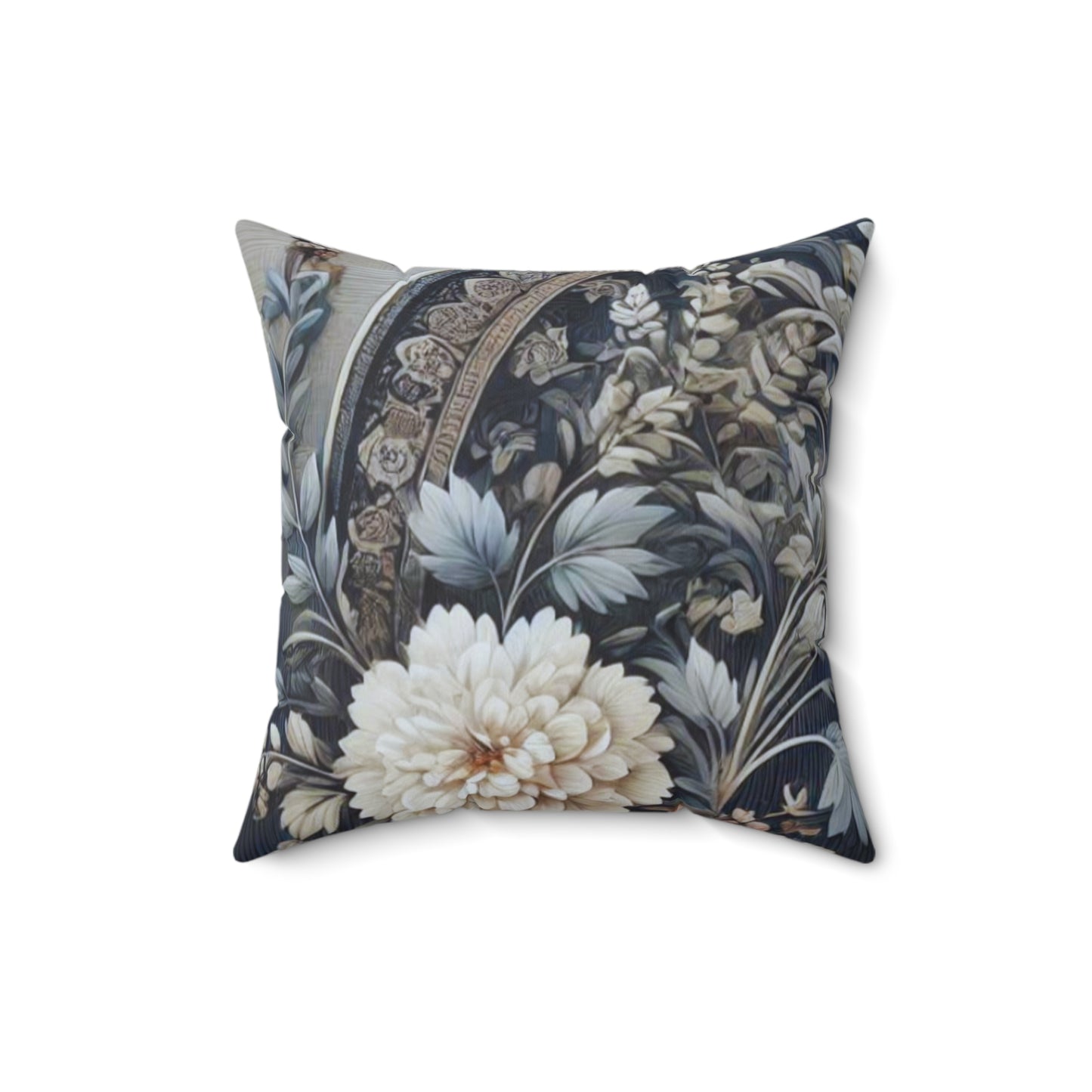 Elegant Blue/Gray Floral Decorative Pillow