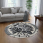 Gray Floral Round Rug