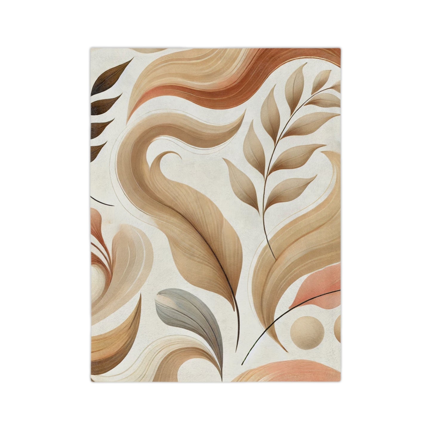 Velvety Microfiber Blanket - Soft Beige Floral Design