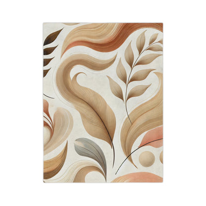 Velvety Microfiber Blanket - Soft Beige Floral Design