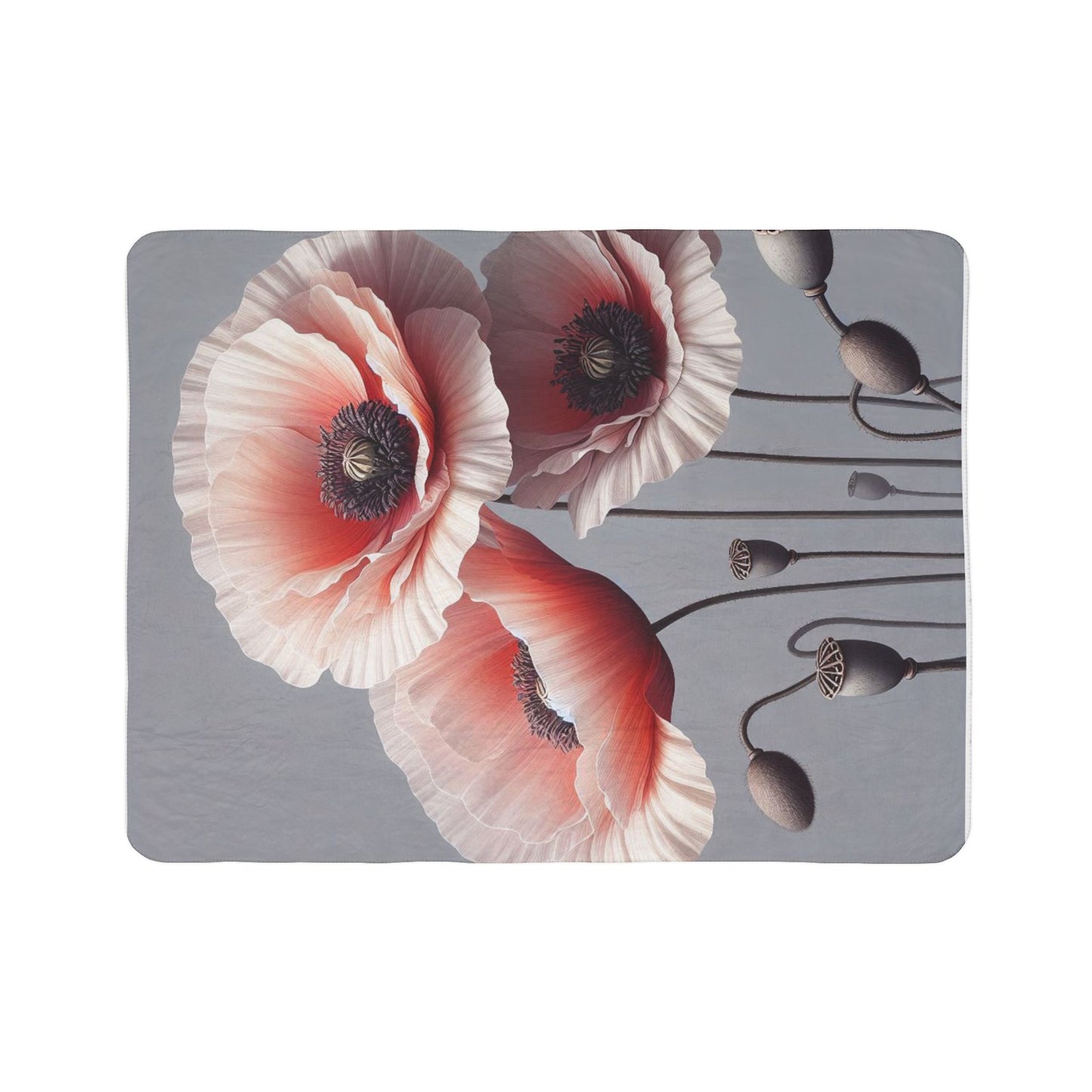 Poppy Flowers Sherpa Blanket