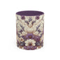 Purple Floral Design Accent Coffee Mug