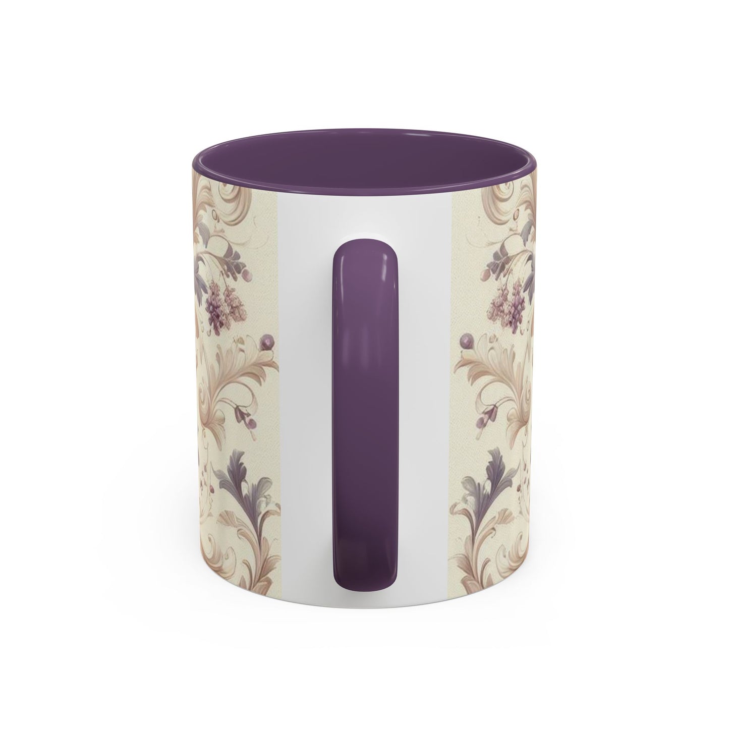 Purple Floral Design Accent Coffee Mug