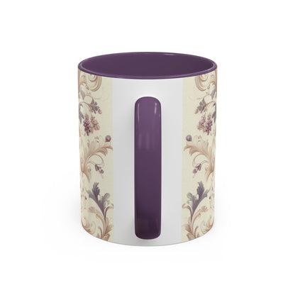 Purple Floral Design Accent Coffee Mug