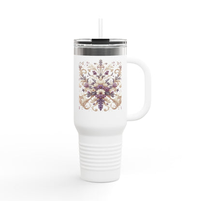 Travel Mug - Lilac Floral Design, 40oz Insulated Cup