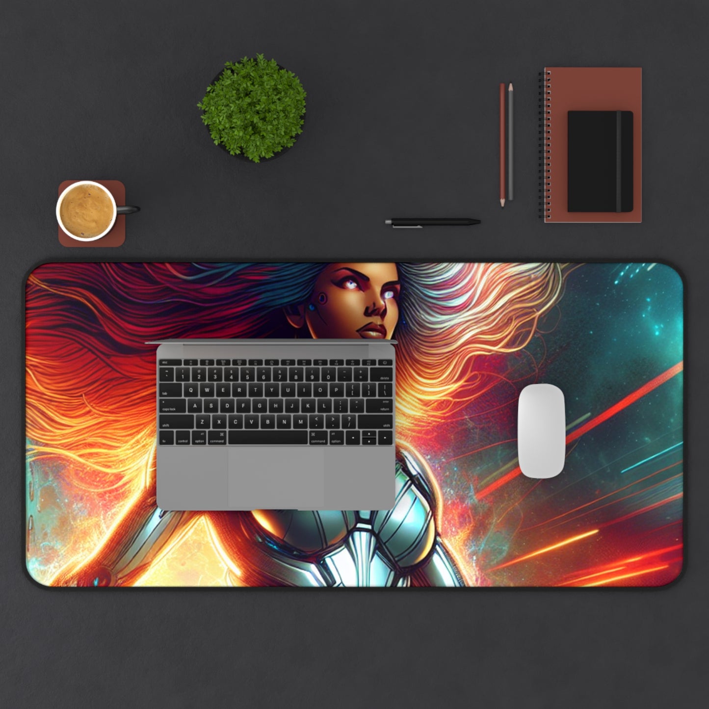 Desk Mat - Futuristic Superhero Digital Painting