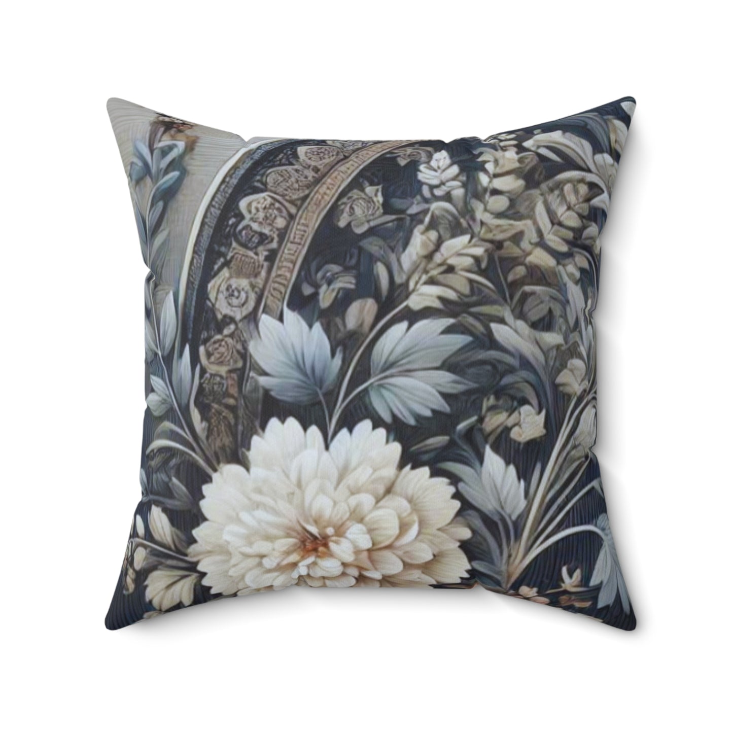 Elegant Blue/Gray Floral Decorative Pillow