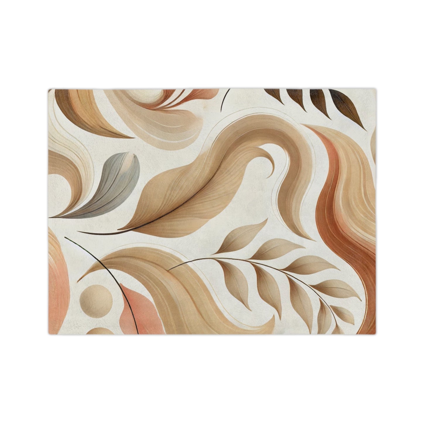Velvety Microfiber Blanket - Soft Beige Floral Design