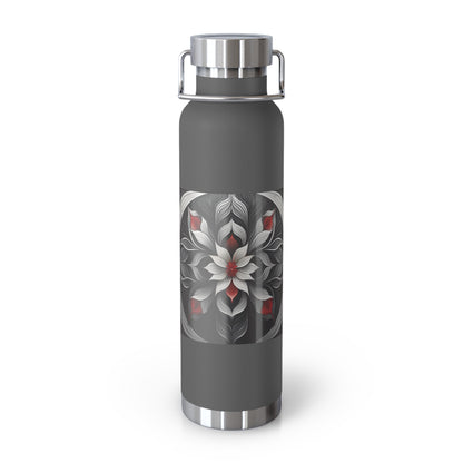 Stylish Floral Insulated Water Bottle - 22oz Copper Vacuum Flask
