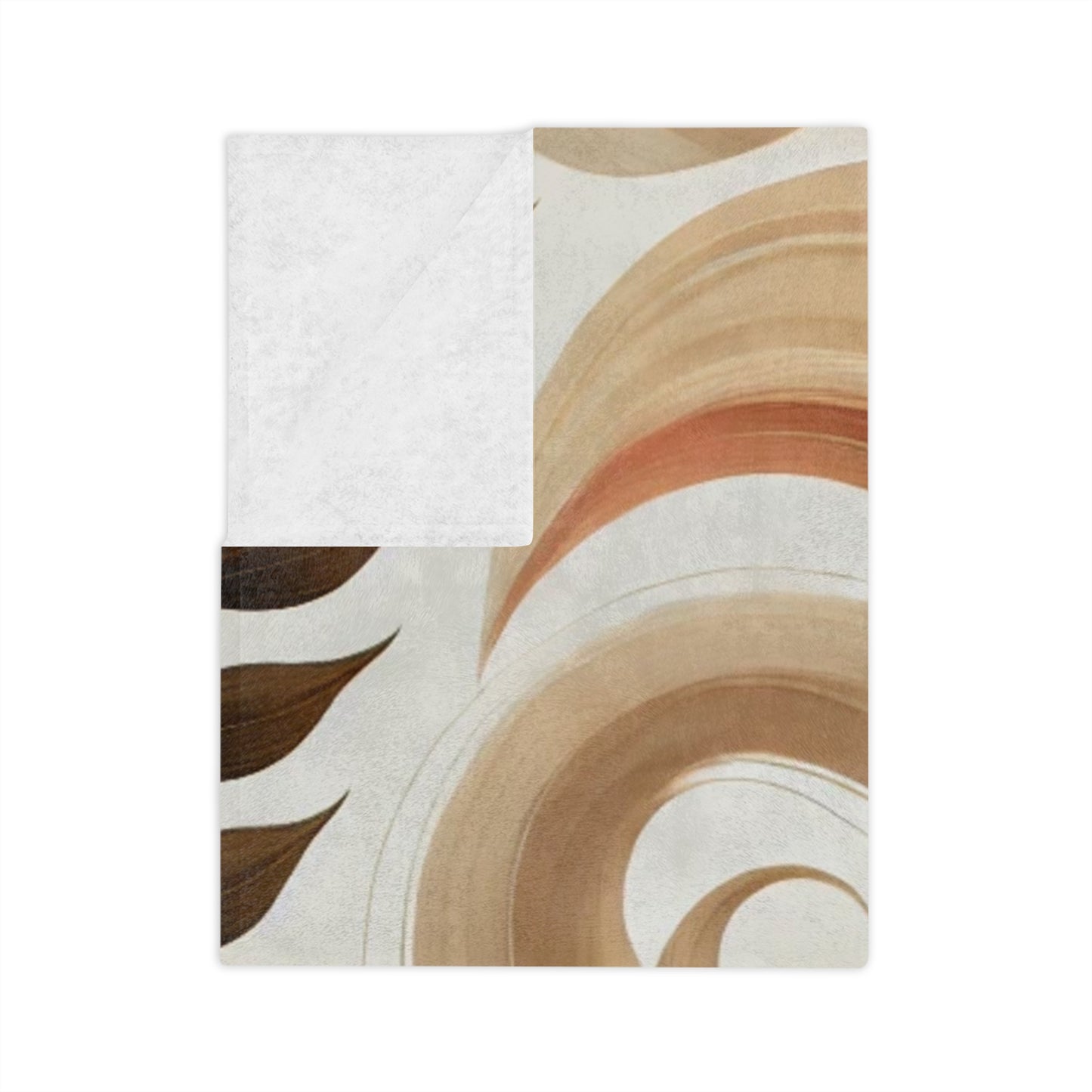 Velvety Microfiber Blanket - Soft Beige Floral Design