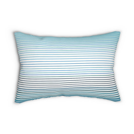 Modern Teal & White Striped Lumbar Pillow