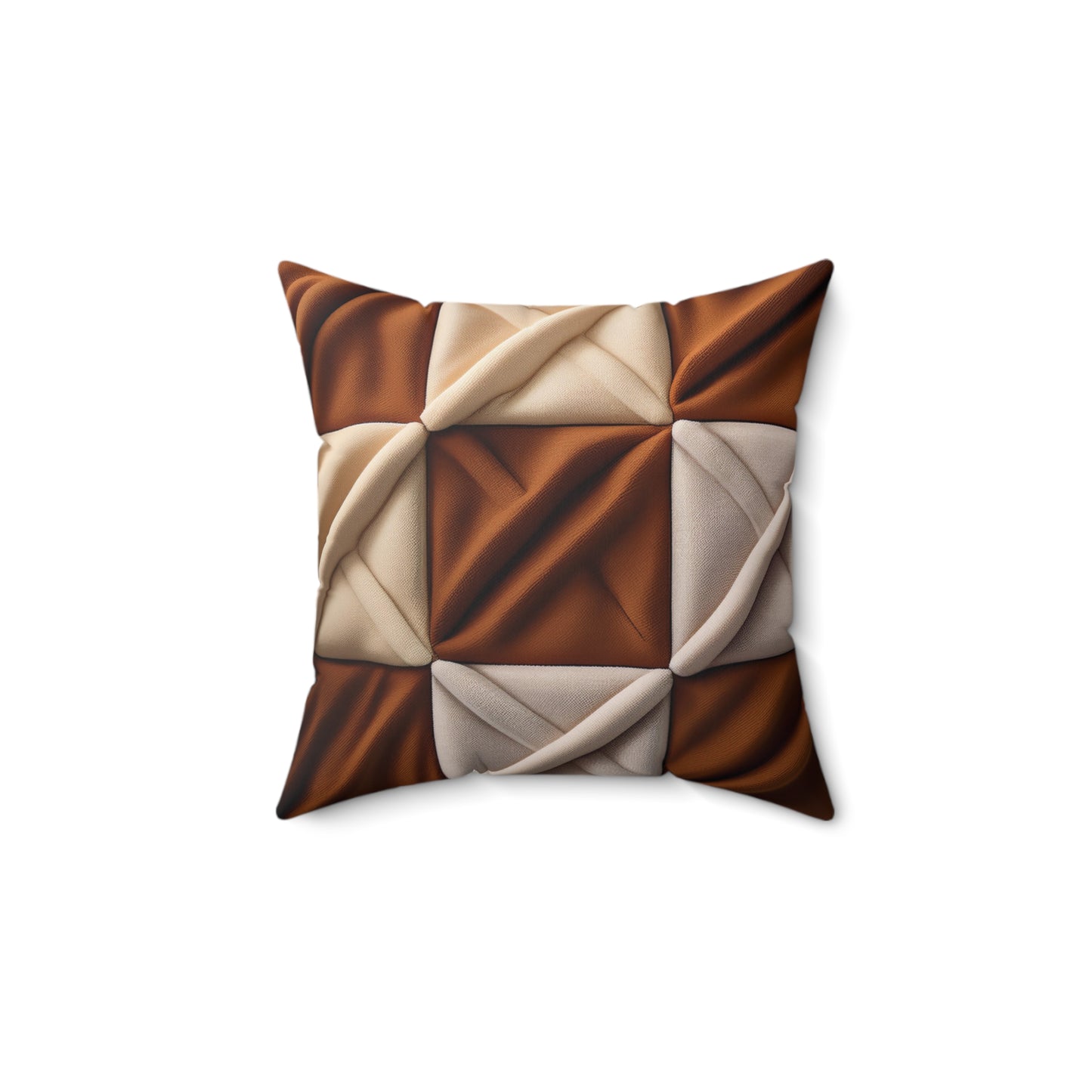 Brown Checkered Decorative Pillow