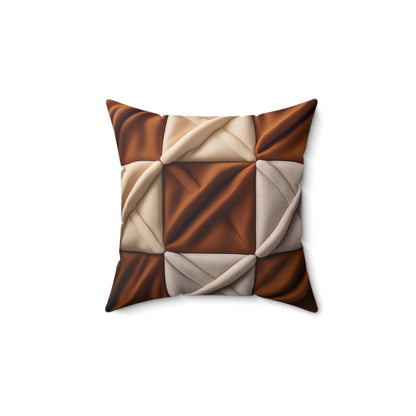 Brown Checkered Decorative Pillow