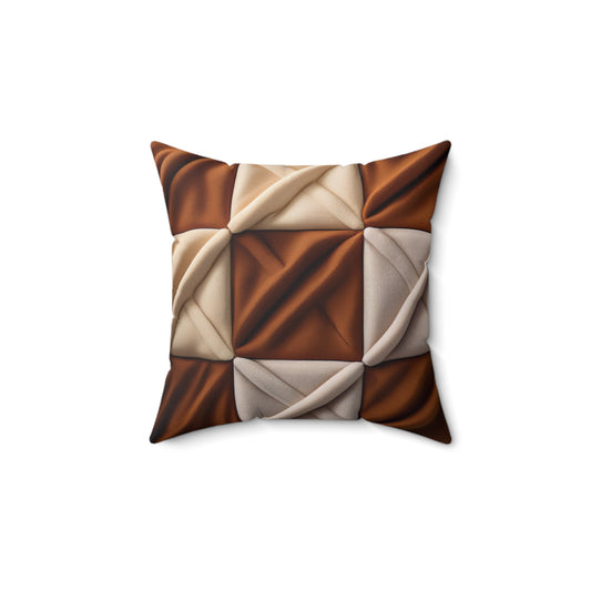 Brown Checkered Decorative Pillow