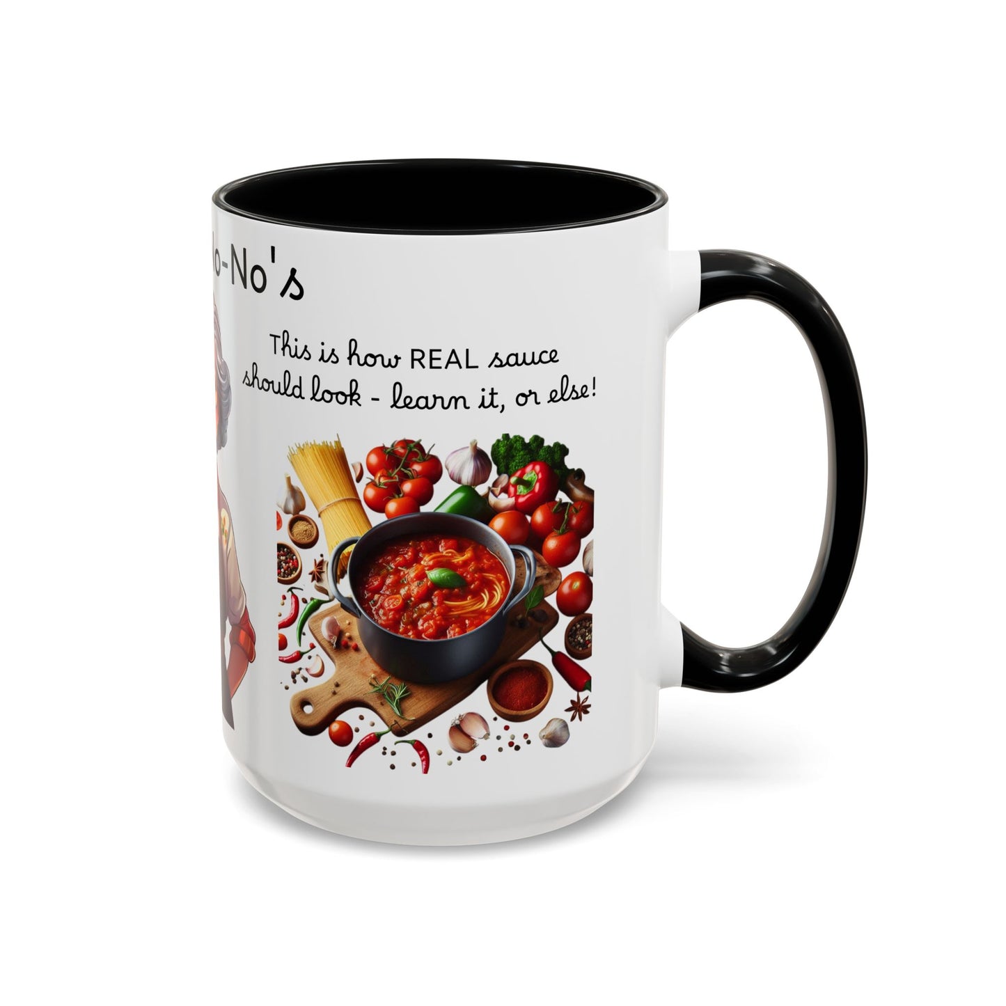 Nonna's No-No's Accent Coffee Mug - 15oz | Perfect for Home Chefs & Food Lovers