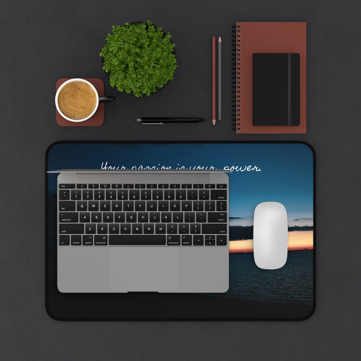 Desk Mat - 'Your passion is your power' Sunset River View
