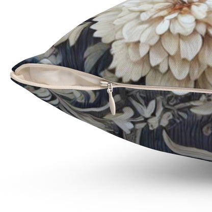 Elegant Blue/Gray Floral Decorative Pillow