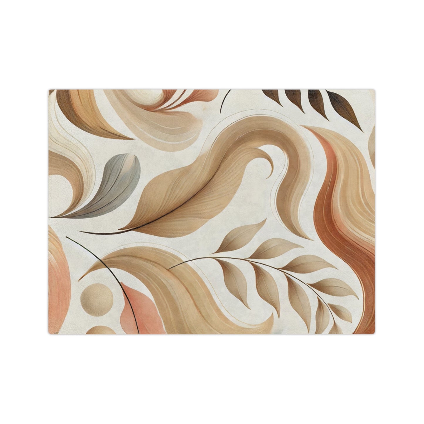 Velvety Microfiber Blanket - Soft Beige Floral Design