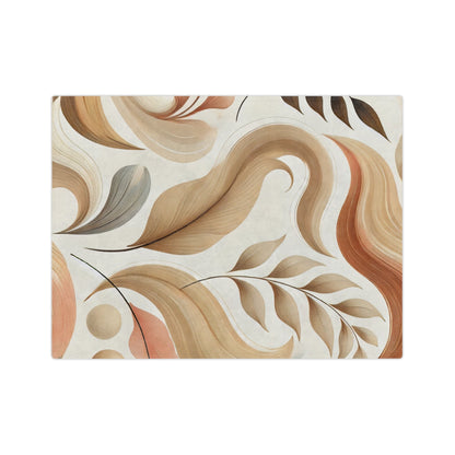 Velvety Microfiber Blanket - Soft Beige Floral Design