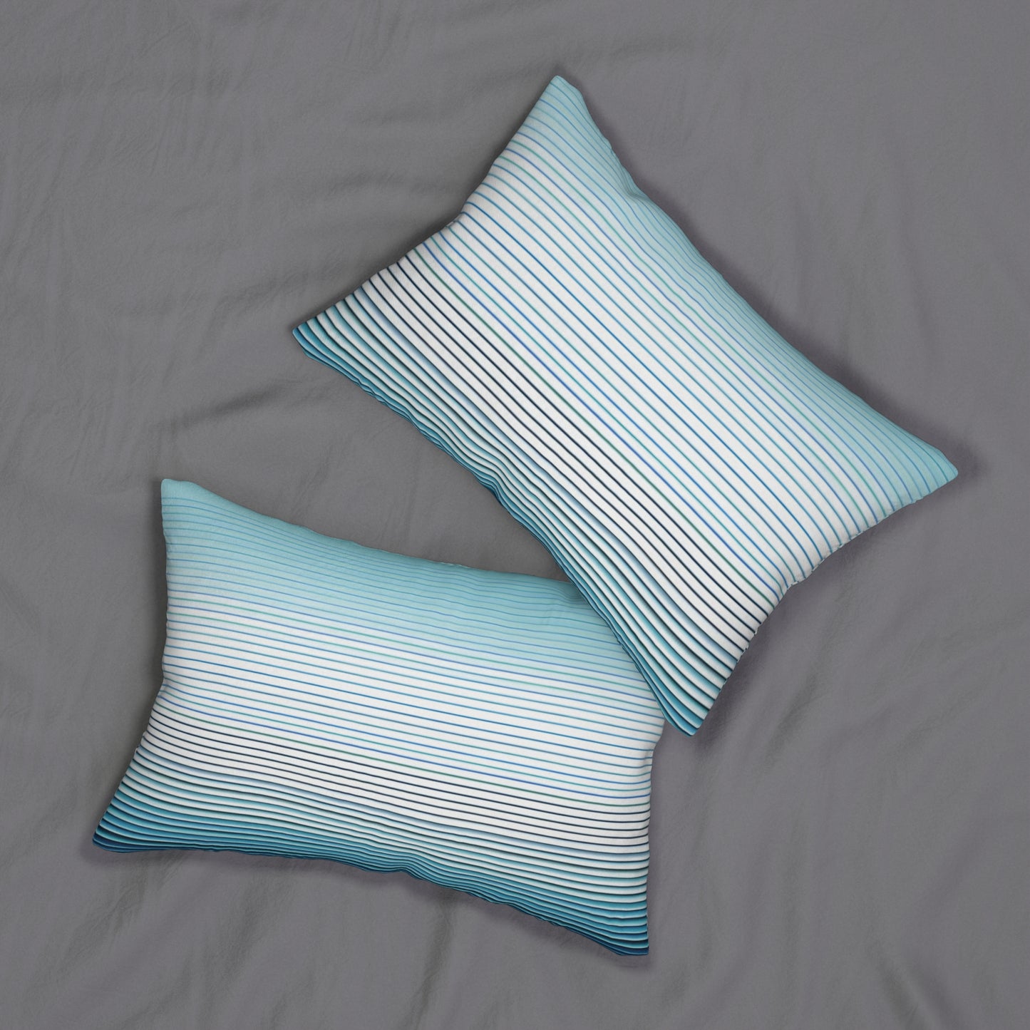 Modern Teal & White Striped Lumbar Pillow