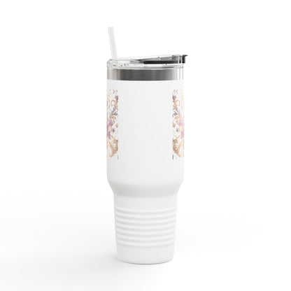 Travel Mug - Lilac Floral Design, 40oz Insulated Cup
