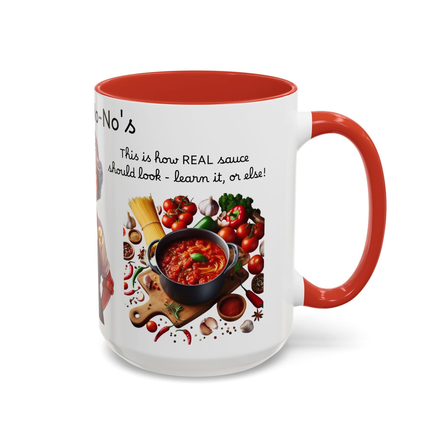 Nonna's No-No's Accent Coffee Mug - 15oz | Perfect for Home Chefs & Food Lovers