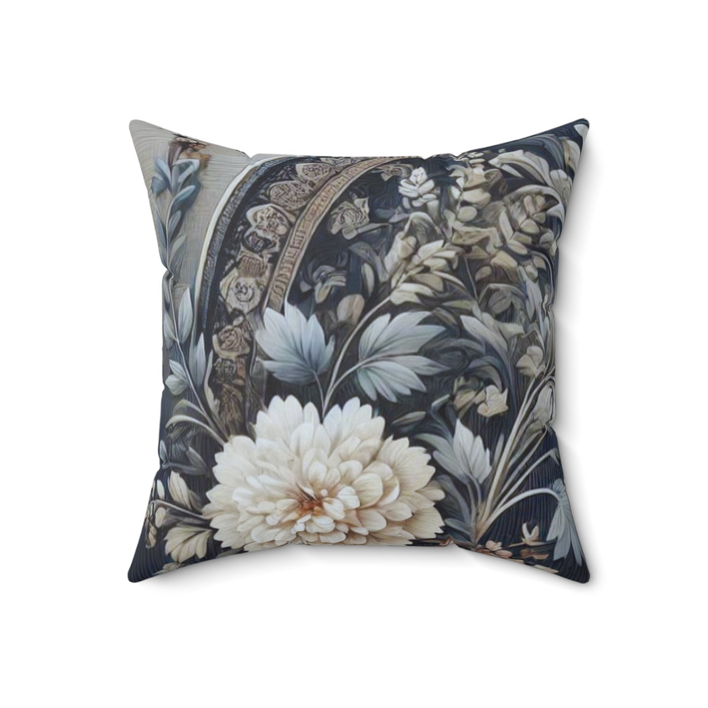 Elegant Blue/Gray Floral Decorative Pillow