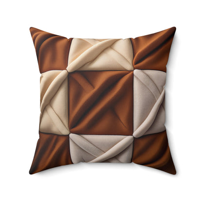 Brown Checkered Decorative Pillow
