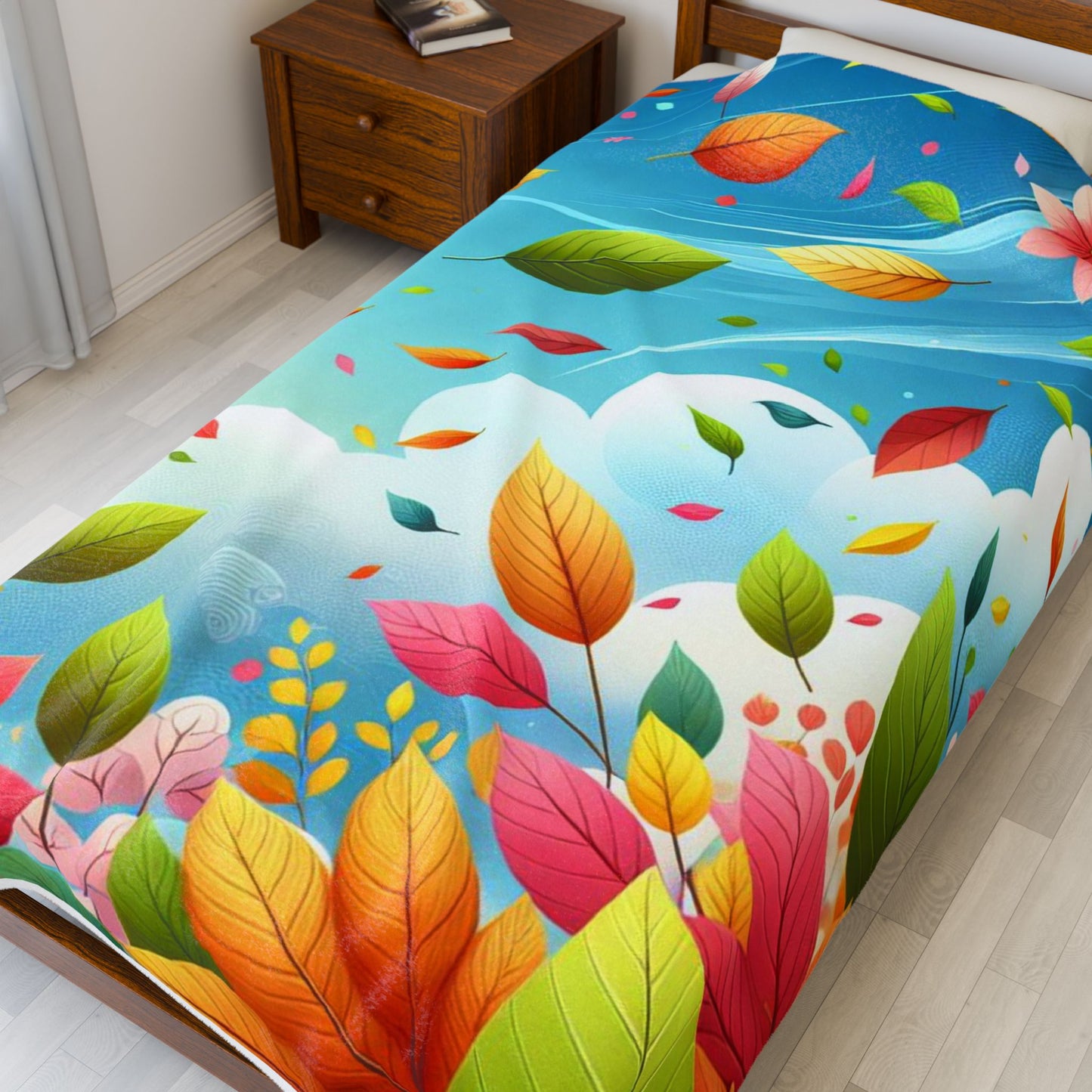 Cozy Plush Blanket - Vibrant Leaves