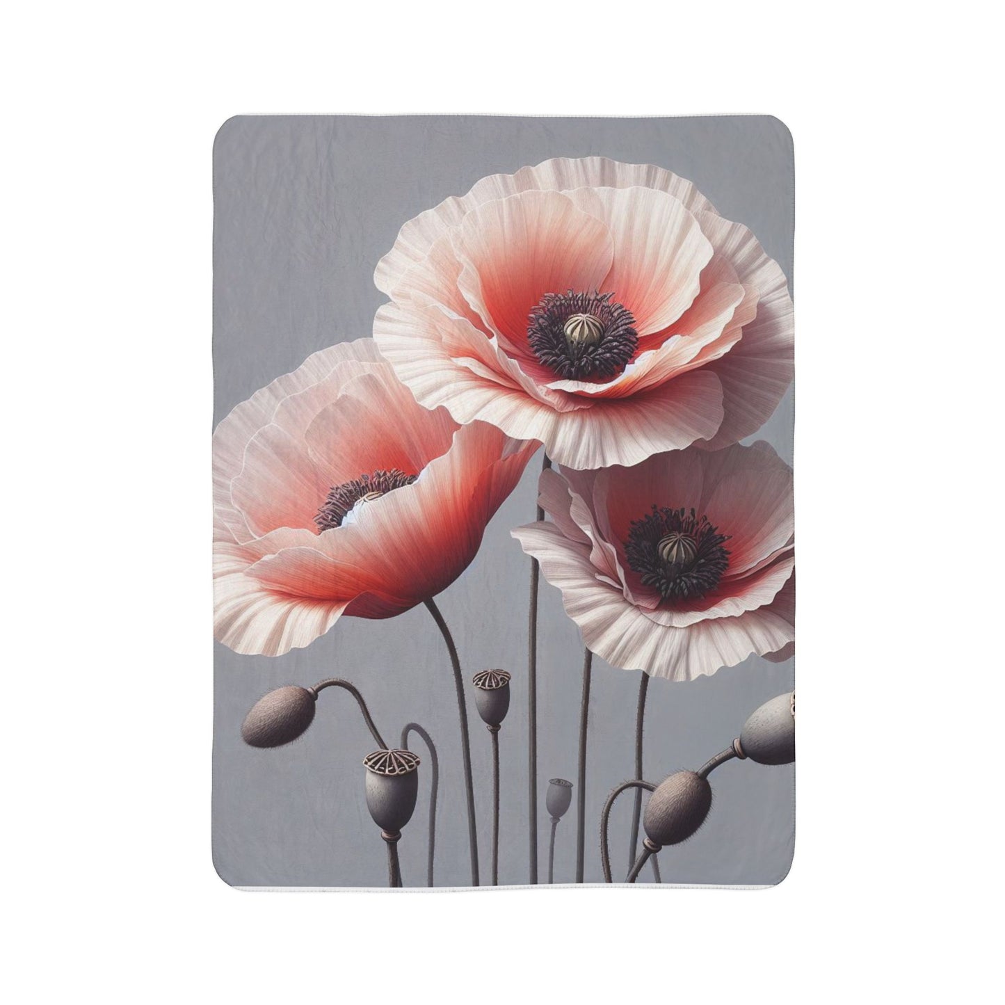 Poppy Flowers Sherpa Blanket