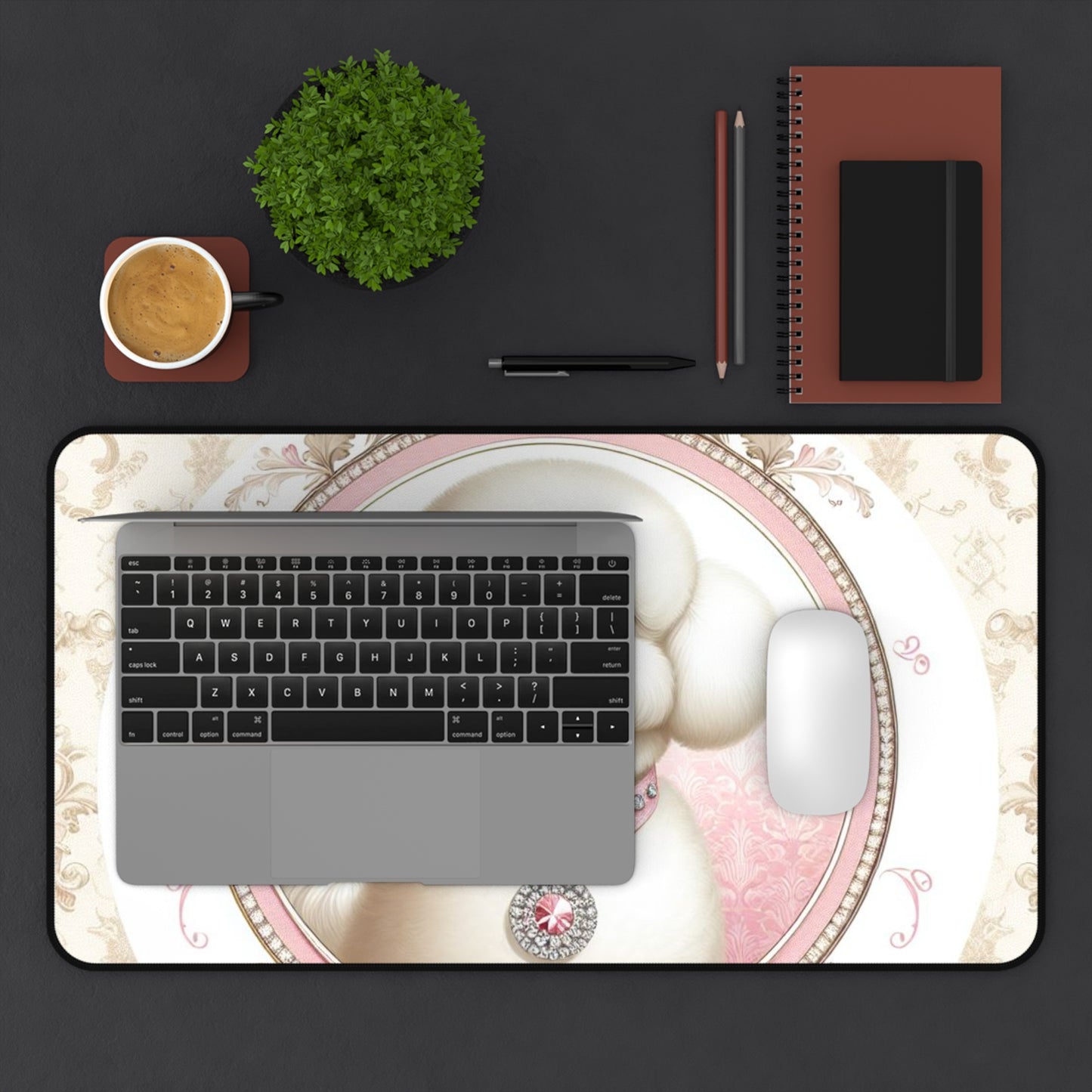 Fur Baby in Pink Desk Mat