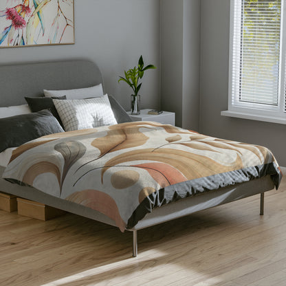 Velvety Microfiber Blanket - Soft Beige Floral Design