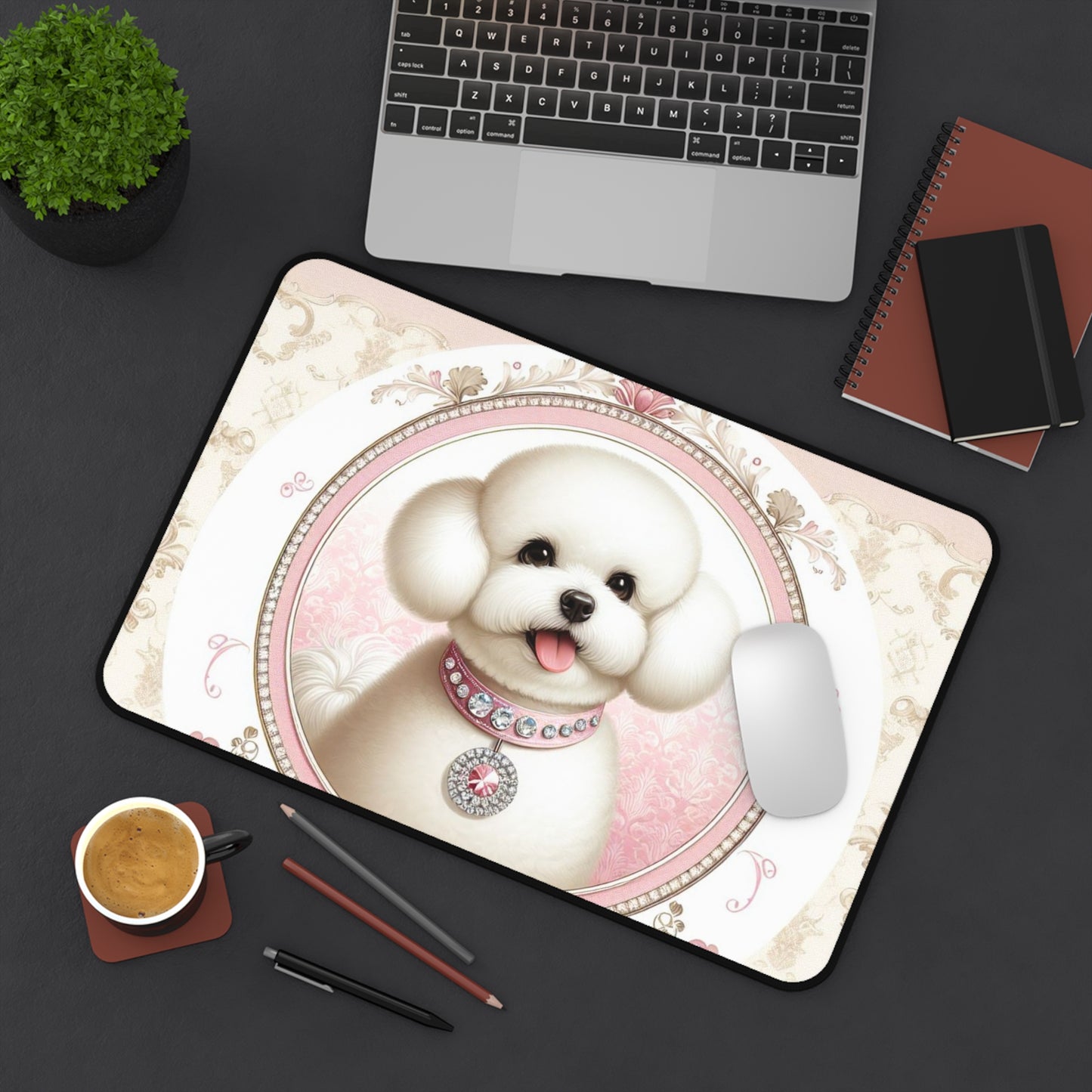 Fur Baby in Pink Desk Mat