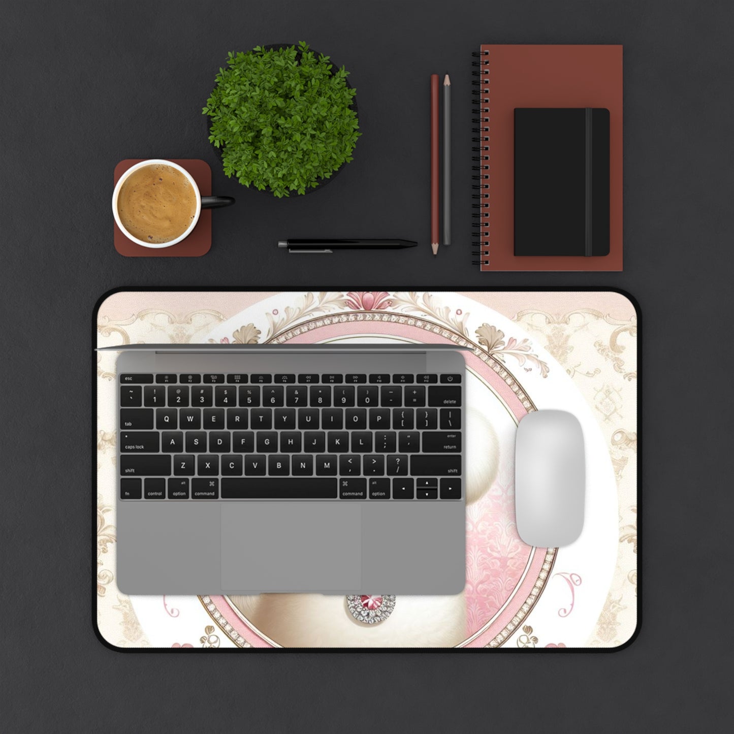 Fur Baby in Pink Desk Mat