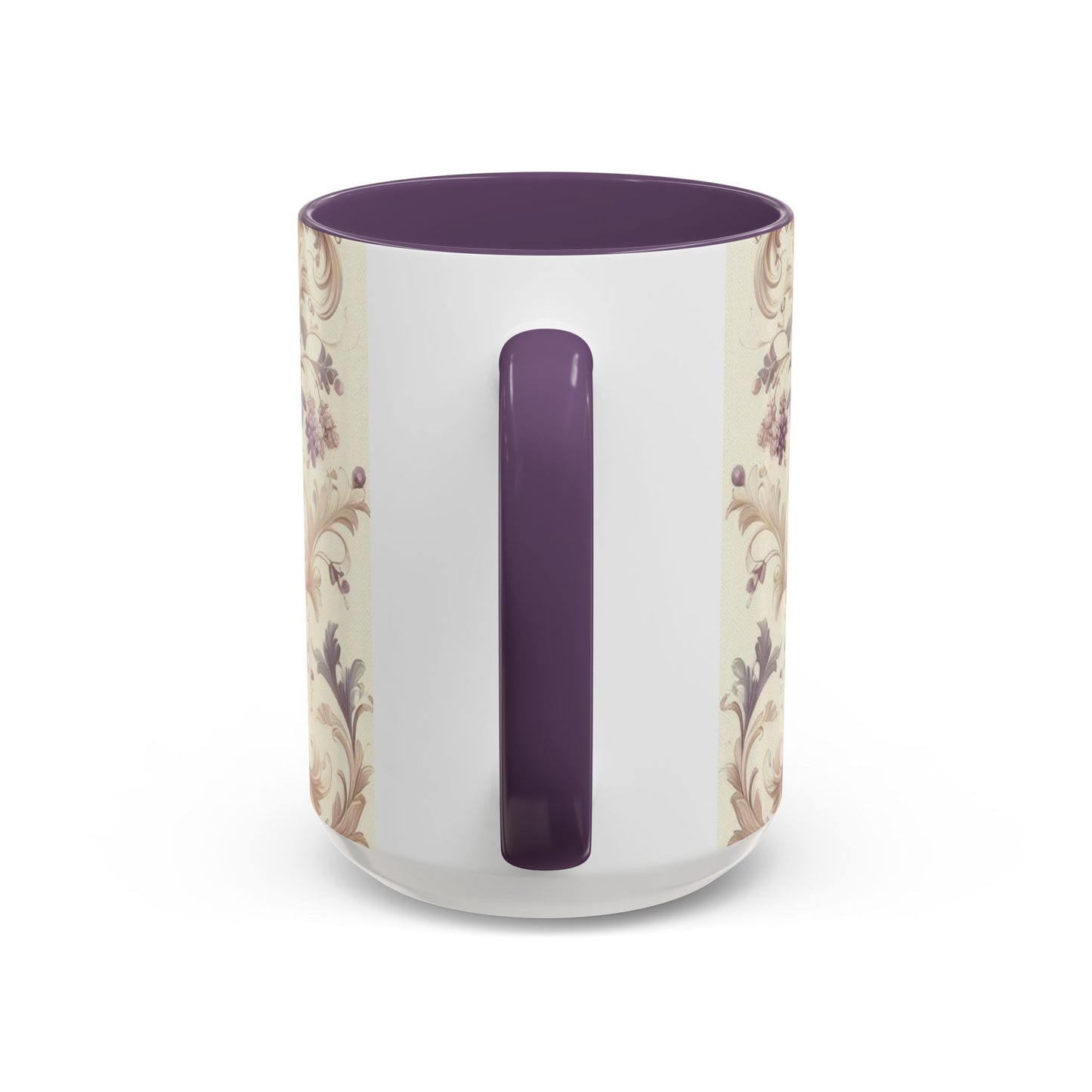 Purple Floral Design Accent Coffee Mug