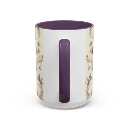 Purple Floral Design Accent Coffee Mug