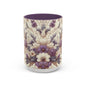 Purple Floral Design Accent Coffee Mug