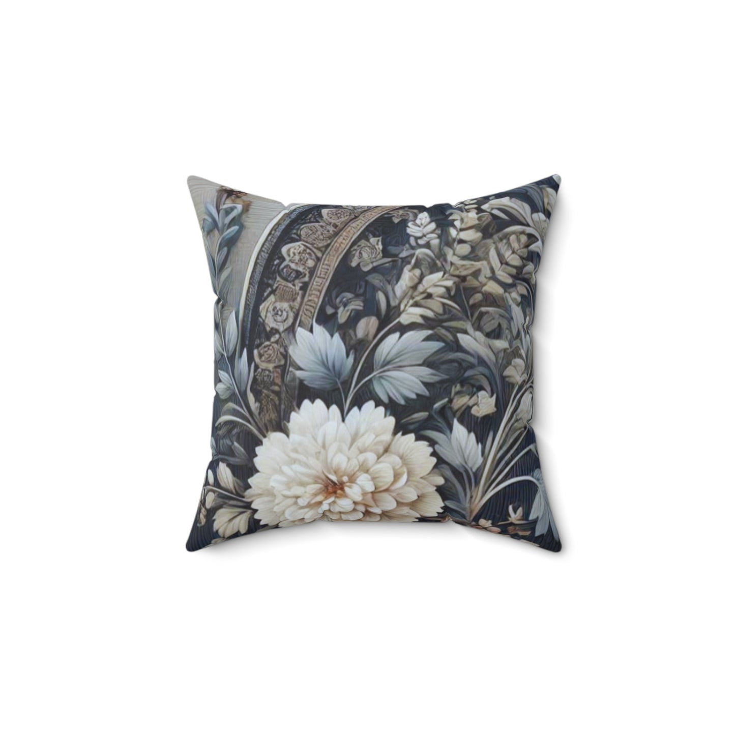 Elegant Blue/Gray Floral Decorative Pillow