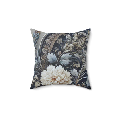 Elegant Blue/Gray Floral Decorative Pillow