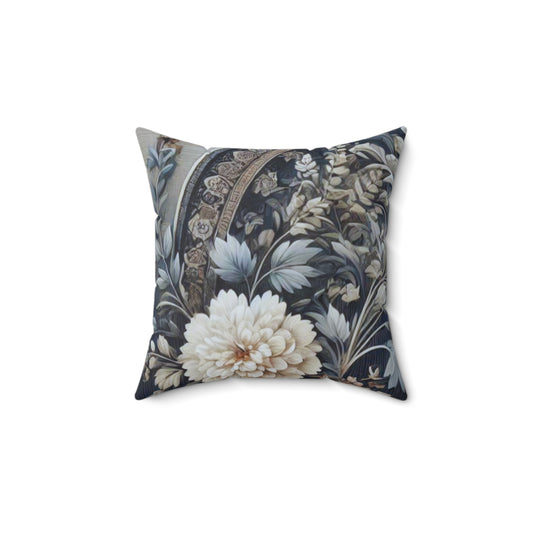 Elegant Blue/Gray Floral Decorative Pillow