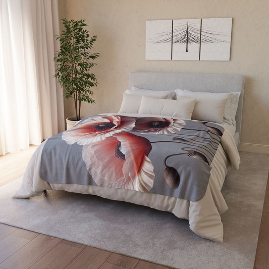 Poppy Flowers Sherpa Blanket