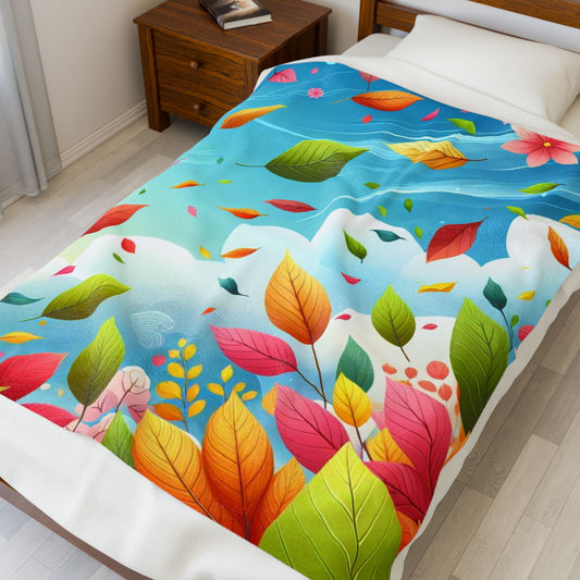 Cozy Plush Blanket - Vibrant Leaves