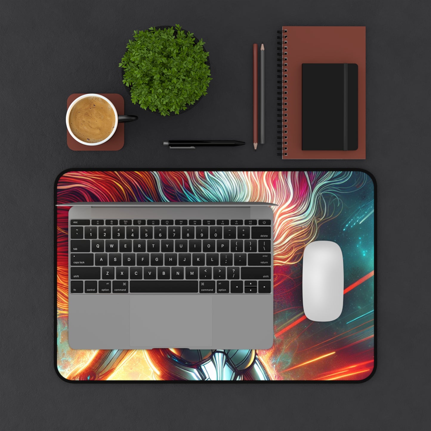 Desk Mat - Futuristic Superhero Digital Painting