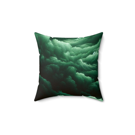 Green Clouds Square Pillow