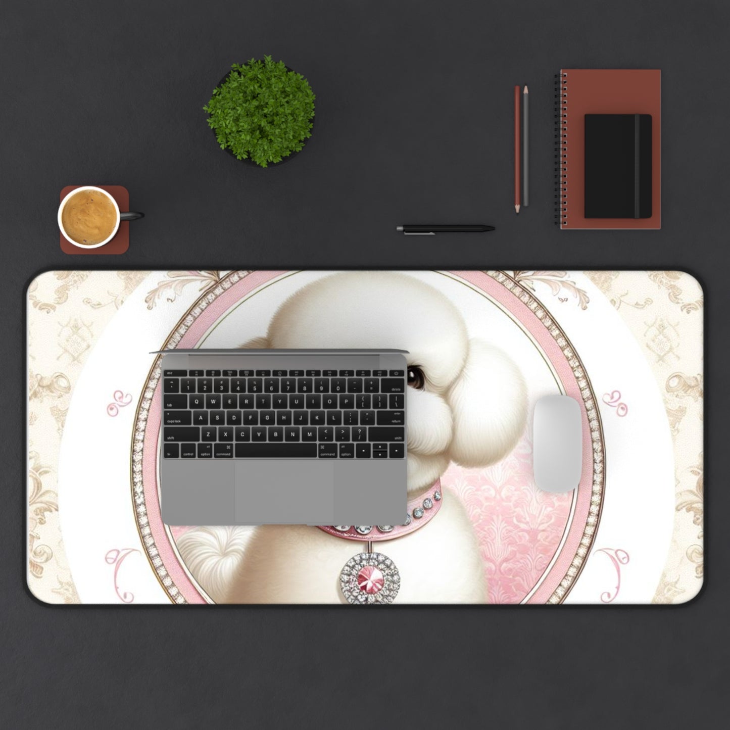 Fur Baby in Pink Desk Mat