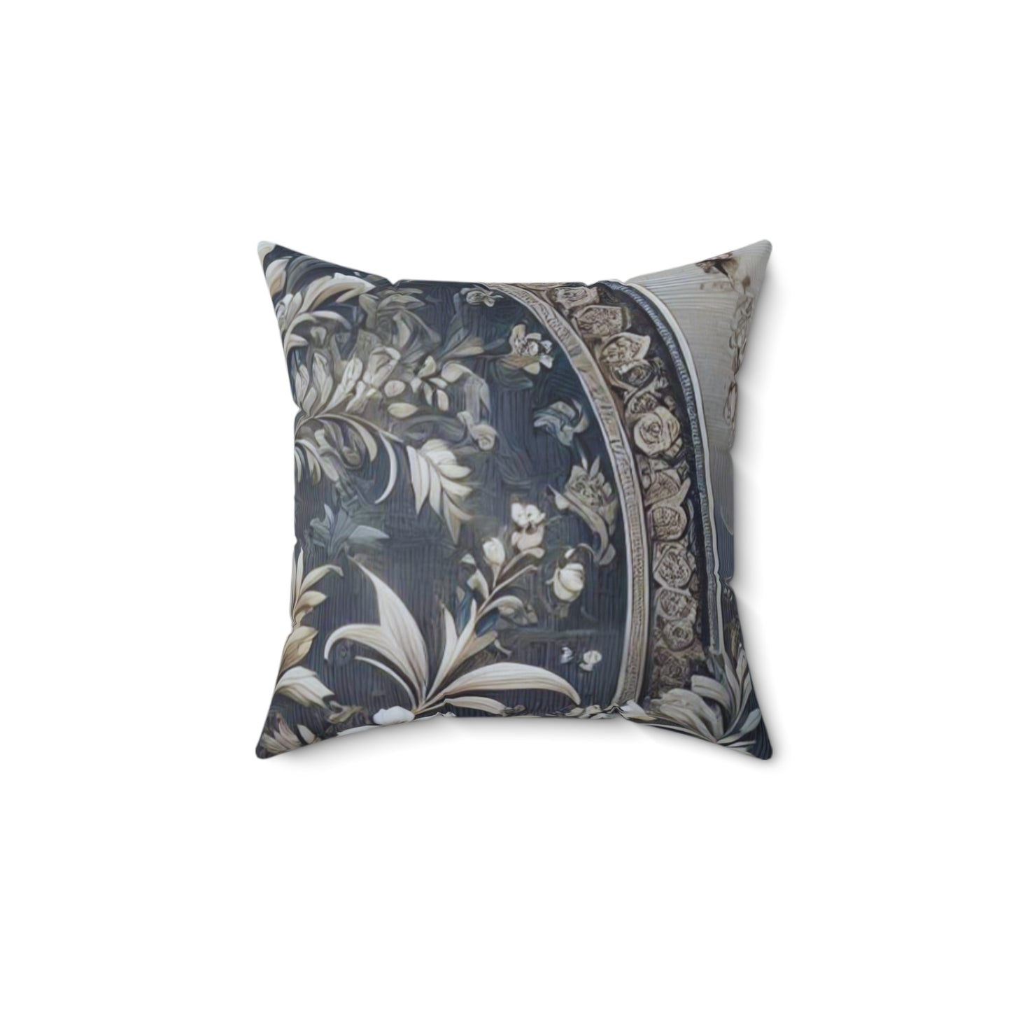 Elegant Blue/Gray Floral Decorative Pillow