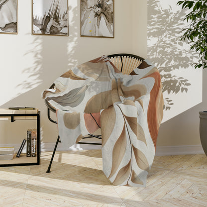 Velvety Microfiber Blanket - Soft Beige Floral Design