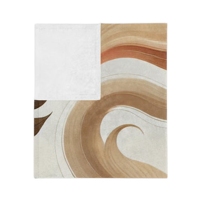 Velvety Microfiber Blanket - Soft Beige Floral Design