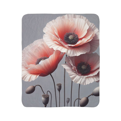 Poppy Flowers Sherpa Blanket